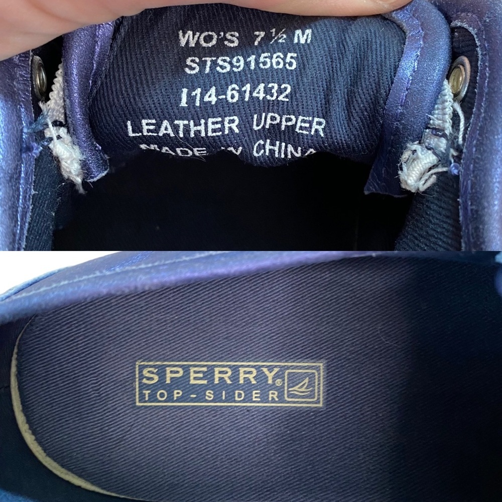 Sperry Metallic Navy Blue Leather Sneaker - Picture 14 of 15
